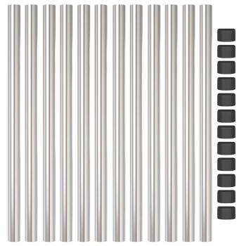 Zaunpfosten 12 Stk. Silber 60 cm Pulverbeschichteter Stahl