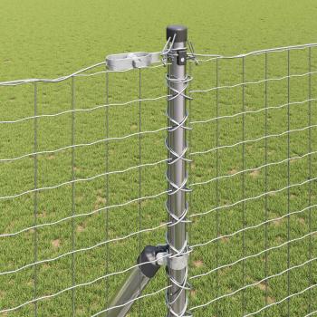 Zaunpfosten 2 Stk. Silber Pulverbeschichteter Stahl