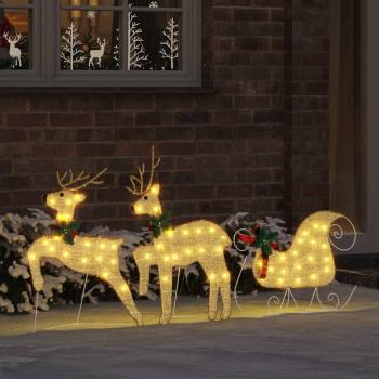 LED Rentiere 3 Stk. Warmes Weiß 43 x 18 x 66 cm Stoff LEDs