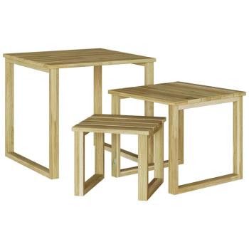 Tisch 3 pcs Natur Imprägniertes Kiefernholz