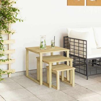 Tisch 3 pcs Natur Imprägniertes Kiefernholz