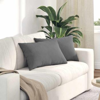 ARDEBO.de - Sofakissen 2 stk. Stoff Dunkelgrau 60 x 40 cm