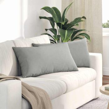 ARDEBO.de - Sofakissen 2 stk. Stoff Hellgrau 80 x 40 cm