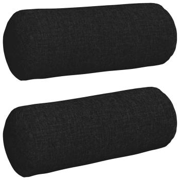 Bolsterkissen 2 stk. Stoff Schwarz Ø 15 x 40 cm