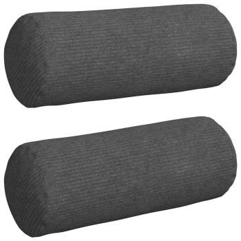 Bolsterkissen 2 Stück Dunkelgrau Ø 15 x 40 cm Cordstoff
