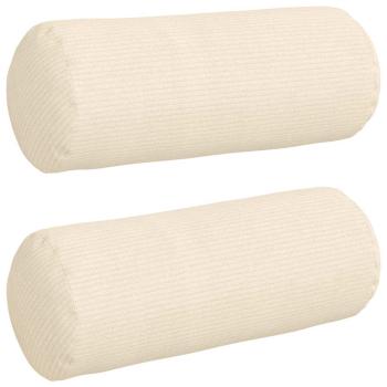 Bolsterkissen 2 Stück Creme Ø 15 x 40 cm Cordstoff