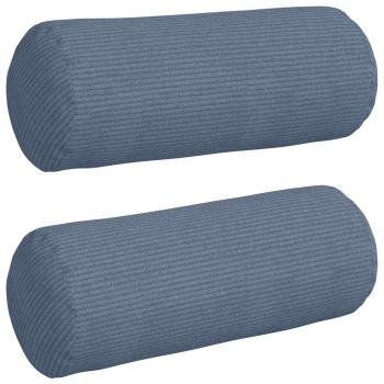 Bolsterkissen 2 Stück Blau Ø 15 x 40 cm Cordstoff