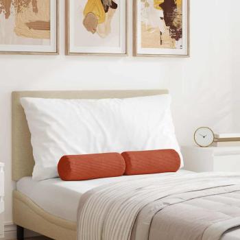 ARDEBO.de - Bolsterkissen 2 Stück Rot-Orange Ø 15 x 40 cm Cordstoff