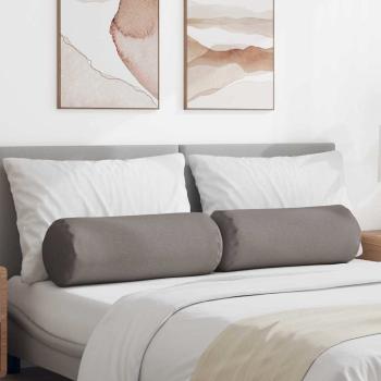 ARDEBO.de - Bolsterkissen 2 stk. Stoff Taupe Ø 25 x 70 cm