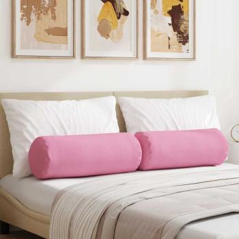 ARDEBO.de - Bolsterkissen 2 stk. Stoff Rosa Ø 25 x 70 cm