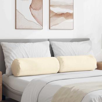 ARDEBO.de - Bolsterkissen 2 Stück Creme Ø 25 x 70 cm Cordstoff
