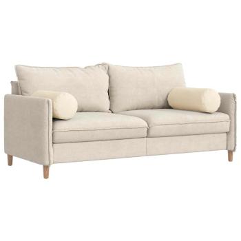 Bolsterkissen 2 Stück Creme Ø 25 x 70 cm Cordstoff