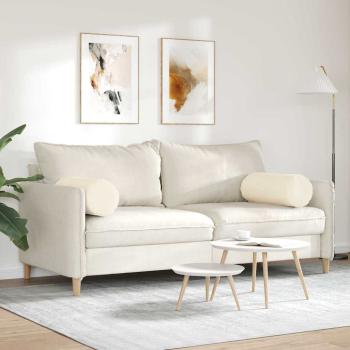 Bolsterkissen 2 Stück Creme Ø 25 x 70 cm Cordstoff