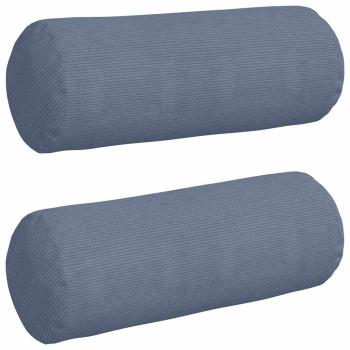 Bolsterkissen 2 Stück Blau Ø 25 x 70 cm Cordstoff