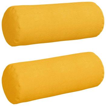 Bolsterkissen 2 Stück Helles Gelb Ø 25 x 70 cm Cordstoff