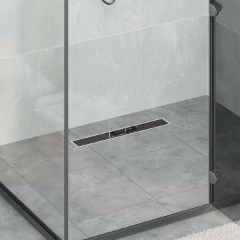 ARDEBO.de - Duschabfluss mit Glashülle und 360° Siphon Schwarz 50 cm
