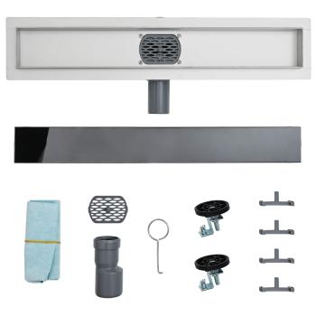 Duschabfluss mit Glashülle und 360° Siphon Schwarz 60 cm