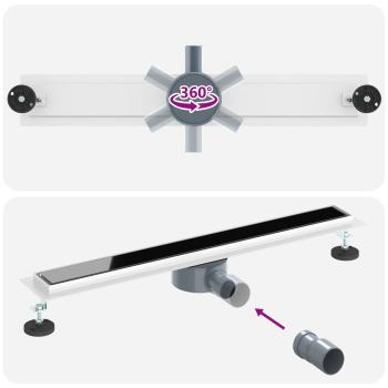 Duschabfluss mit Glashülle und 360° Siphon Schwarz 70 cm