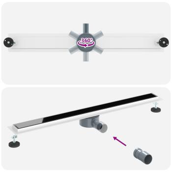 Duschabfluss mit Glashülle und 360° Siphon Schwarz 90 cm