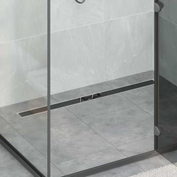 ARDEBO.de - Duschabfluss mit Glashülle und 360° Siphon Schwarz 100 cm