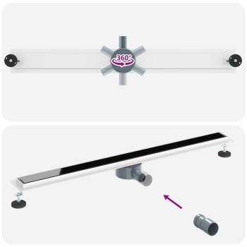 Duschabfluss mit Glashülle und 360° Siphon Schwarz 100 cm