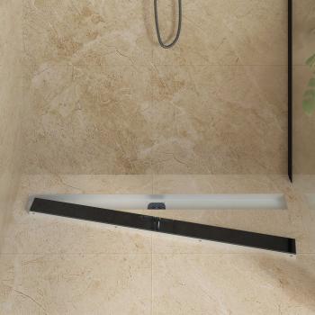 Duschabfluss mit Glashülle und 360° Siphon Schwarz 100 cm