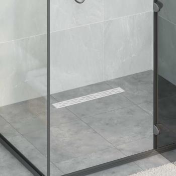 ARDEBO.de - Duschabfluss mit Glashülle und 360° Siphon Silber 50 cm