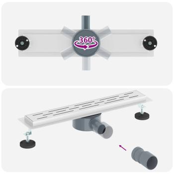 Duschabfluss mit Glashülle und 360° Siphon Silber 50 cm