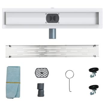 Duschabfluss mit Glashülle und 360° Siphon Silber 50 cm