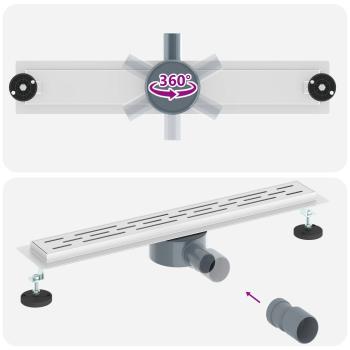 Duschabfluss mit Glashülle und 360° Siphon Silber 60 cm