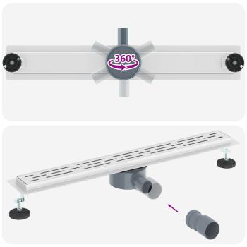 Duschabfluss mit Glashülle und 360° Siphon Silber 70 cm