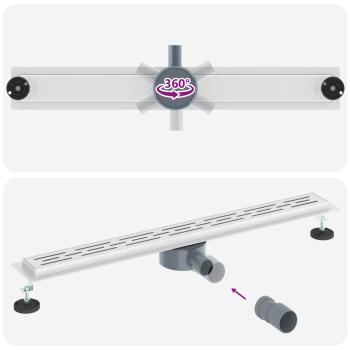 Duschabfluss mit Glashülle und 360° Siphon Silber 80 cm