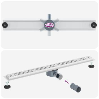 Duschabfluss mit Glashülle und 360° Siphon Silber 90 cm