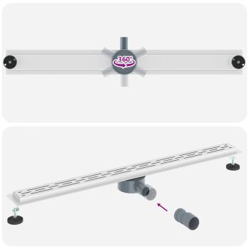 Duschabfluss mit Glashülle und 360° Siphon Silber 100 cm