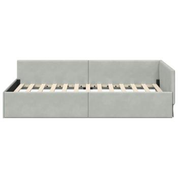 Eckbettgestell mit Kopfteil Hellgrau 80 cm x 200 cm Samt