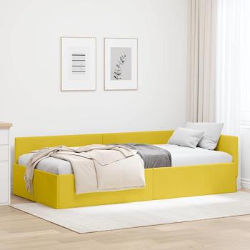 ARDEBO.de - Eckbettgestell mit Kopfteil Gelb 80 cm x 200 cm Samt