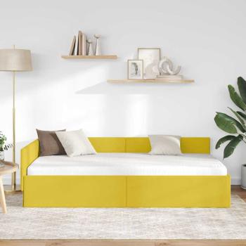 Eckbettgestell mit Kopfteil Gelb 80 cm x 200 cm Samt