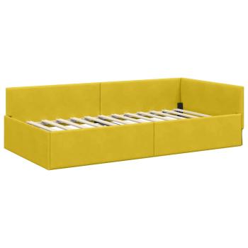 Eckbettgestell mit Kopfteil Gelb 80 cm x 200 cm Samt