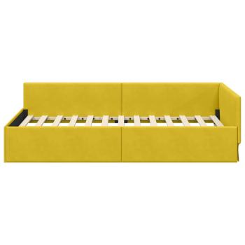 Eckbettgestell mit Kopfteil Gelb 80 cm x 200 cm Samt