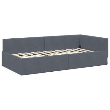 Eckbettgestell mit Kopfteil Dunkelgrau 90 cm x 190 cm Samt
