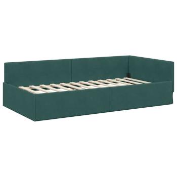 Eckbettgestell mit Kopfteil Dunkelgrün 90 cm x 190 cm Samt