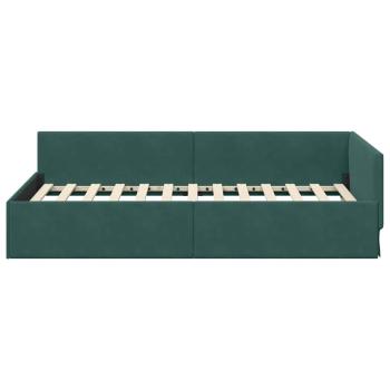 Eckbettgestell mit Kopfteil Dunkelgrün 90 cm x 190 cm Samt