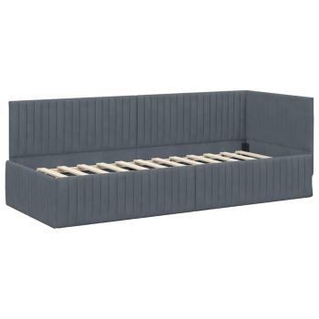 Eckbettgestell mit Kopfteil Dunkelgrau 80 cm x 200 cm Samt