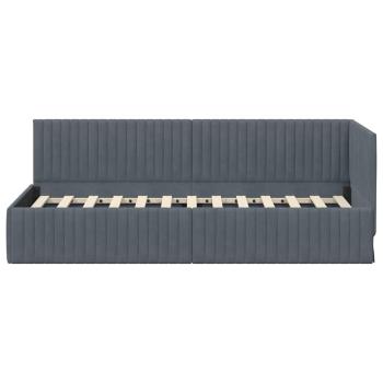 Eckbettgestell mit Kopfteil Dunkelgrau 80 cm x 200 cm Samt