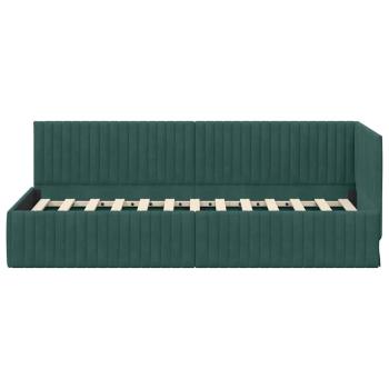 Eckbettgestell mit Kopfteil Dunkelgrün 80 cm x 200 cm Samt