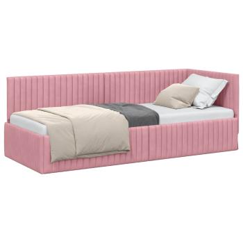 Eckbettgestell mit Kopfteil Rosa 80 cm x 200 cm Samt