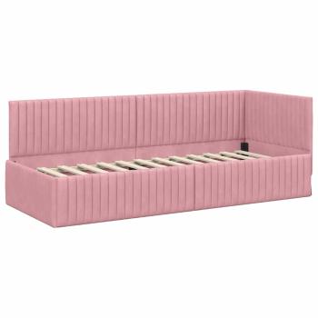 Eckbettgestell mit Kopfteil Rosa 80 cm x 200 cm Samt