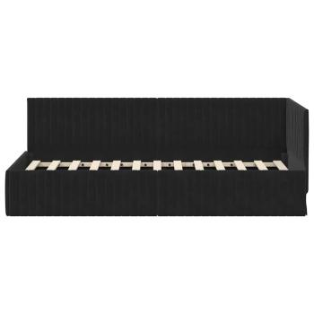 Eckbettgestell mit Kopfteil Schwarz 80 cm x 200 cm Samt
