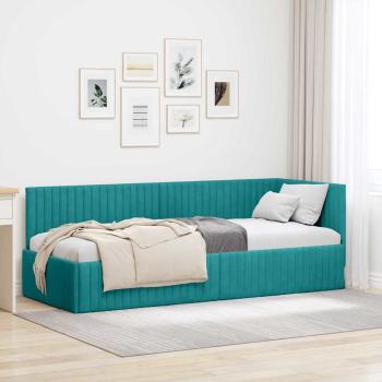 ARDEBO.de - Eckbettgestell Türkis 80 x 200 cm Samt