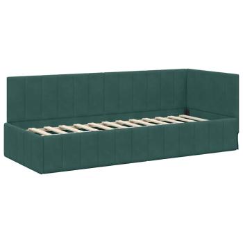 Eckbettgestell mit Kopfteil Dunkelgrün 80 cm x 200 cm Samt